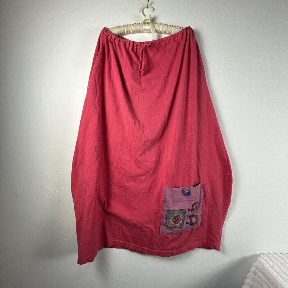 Vintage Blue Fish Women's Straight Maxi Drawstring Elastic Waist Skirt Red 1